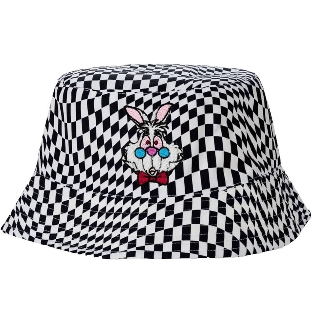 Disney Alice in Wonderland White Rabbit Checkered Bucket Hat for Adults